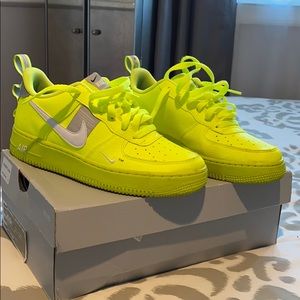 Neon yellow Air Force 1s